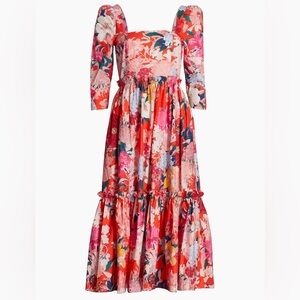 Cara Cara Floral Print Blue Hill Midi Dress